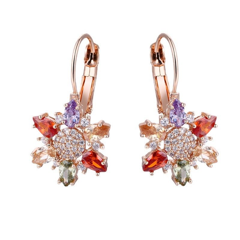 Boucles d'oreilles en cristal de zircon multicolores pour femmes élégantes - IVOIRART.COM