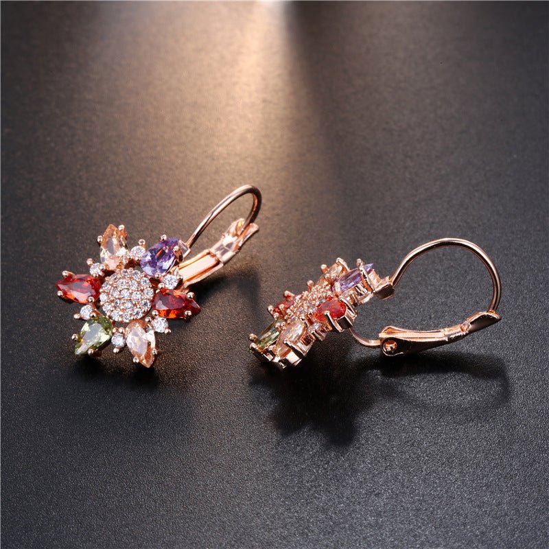 Boucles d'oreilles en cristal de zircon multicolores pour femmes élégantes - IVOIRART.COM