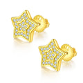 Boucles d'oreilles étoiles en moissanite D Couleur VVS1, argent sterling S925, 52 pcs, 11mm, double pavé à vis, hypoallergénique, 1,7g, certifiées GRA, boîte cadeau - IVOIRART.COM