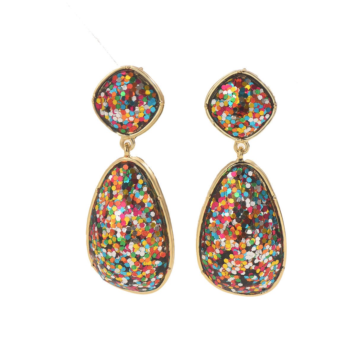 Boucles d'oreilles femme géométriques pierres synthétiques colorées polyvalentes - IVOIRART.COM