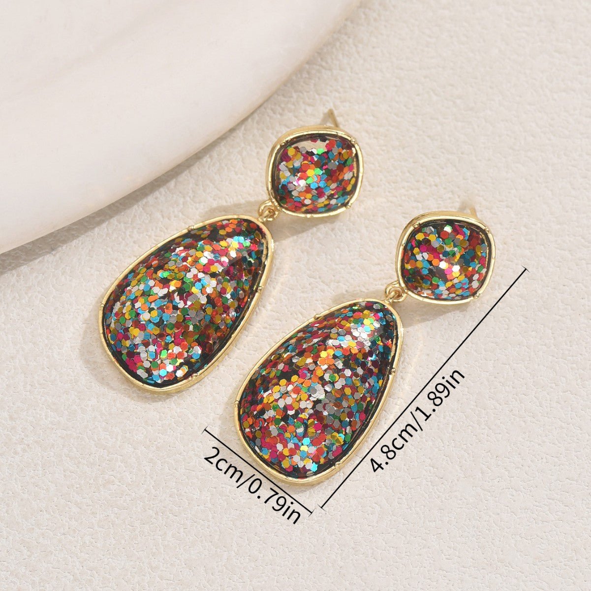 Boucles d'oreilles femme géométriques pierres synthétiques colorées polyvalentes - IVOIRART.COM