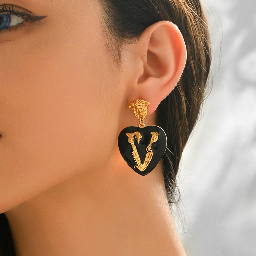 Boucles d'oreilles femme luxe léger style européen-américain lettre cœur et chic - IVOIRART.COM