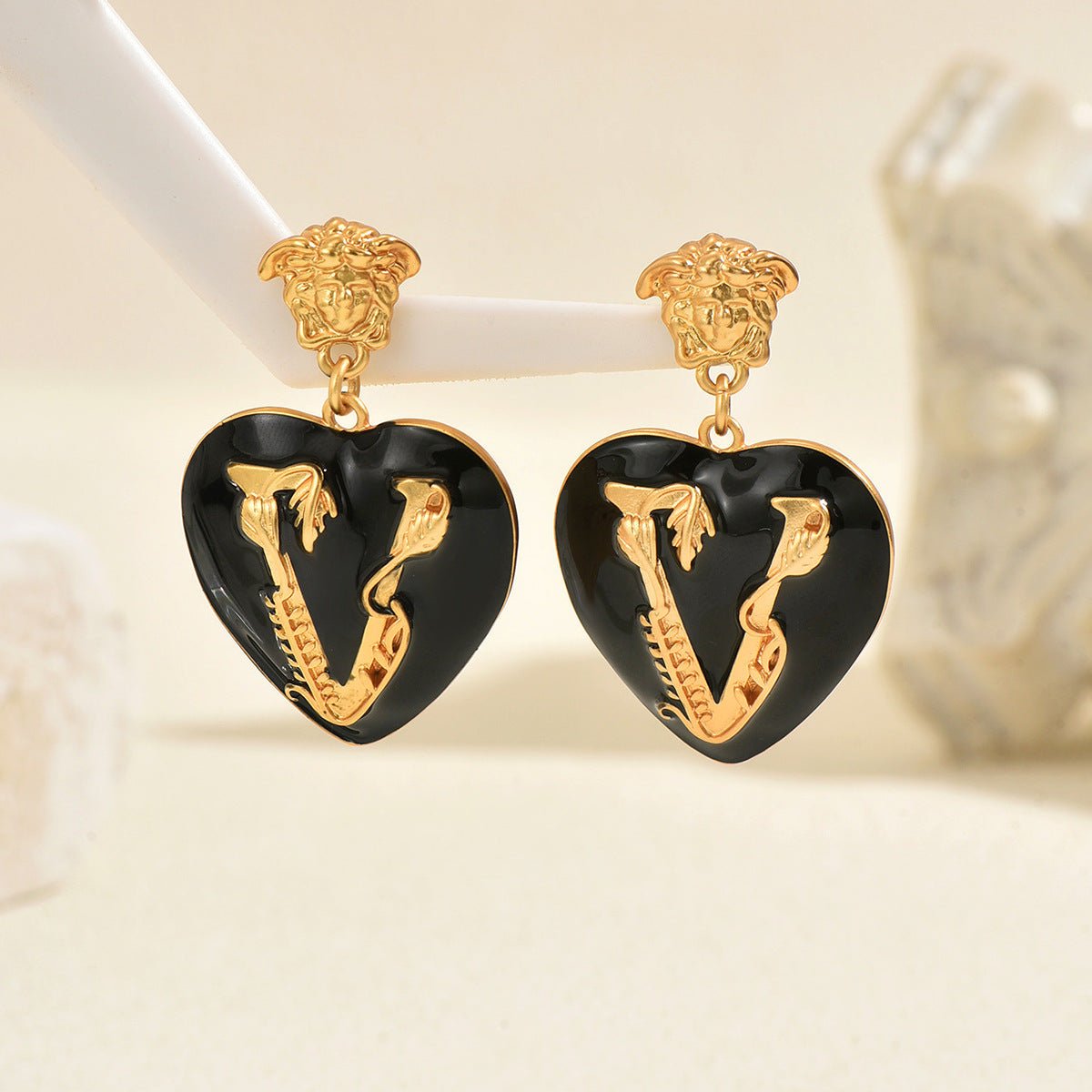 Boucles d'oreilles femme luxe léger style européen-américain lettre cœur et chic - IVOIRART.COM