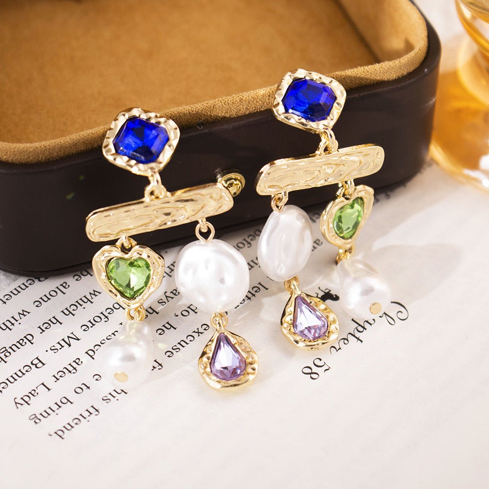 Boucles d'oreilles fleurs émaillées vintage — clous rétro luxe léger polyvalentes - IVOIRART.COM