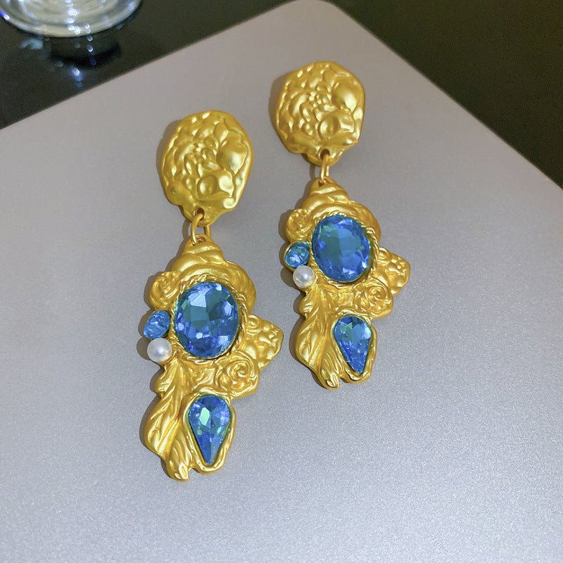 Boucles d'oreilles fleurs géométriques rétro - tige argent style vintage premium - IVOIRART.COM