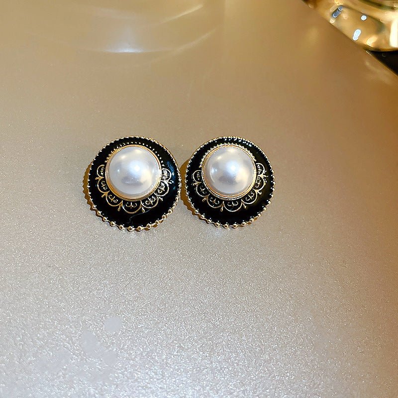 Boucles d'oreilles florales géométriques rétro premium, tige argent, vintage luxe - IVOIRART.COM