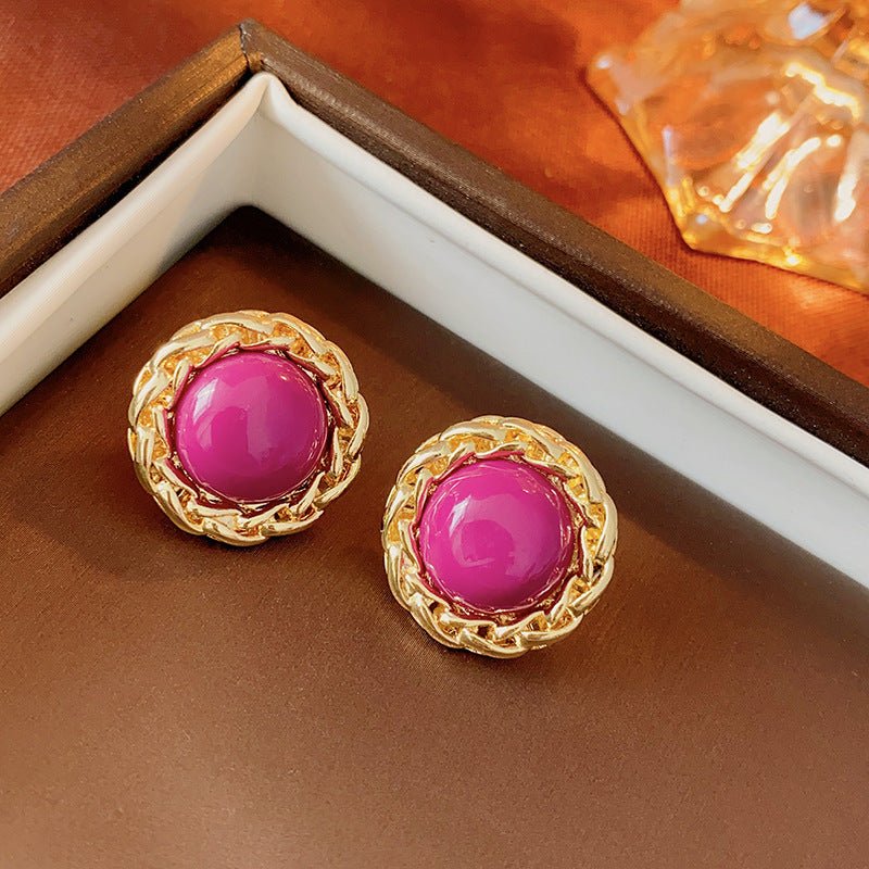 Boucles d'oreilles florales géométriques rétro premium, tige argent, vintage luxe - IVOIRART.COM