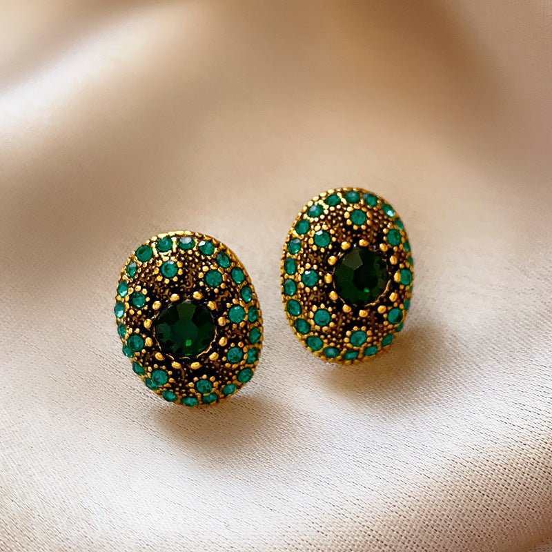 Boucles d'oreilles florales rétro luxe - design géométrique, tige argentée chic! - IVOIRART.COM