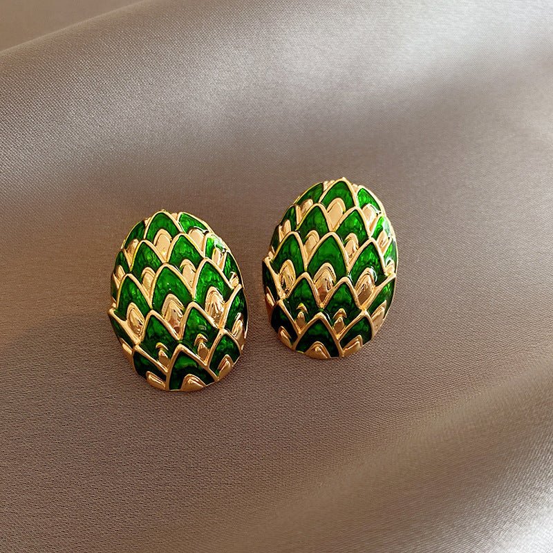Boucles d'oreilles florales rétro luxe - design géométrique, tige argentée chic! - IVOIRART.COM