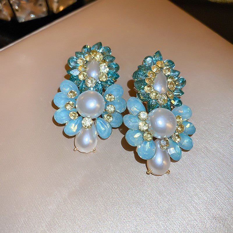 Boucles d'oreilles florales rétro luxe - design géométrique, tige argentée chic! - IVOIRART.COM