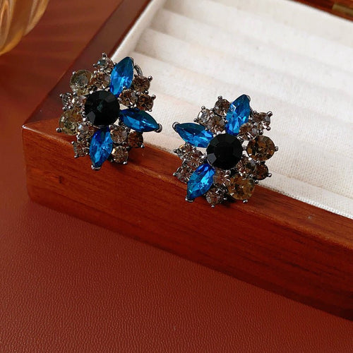 Boucles d'oreilles frange cristal Rhombus S925 argent rétro - Cadeau premiumVIP - IVOIRART.COM