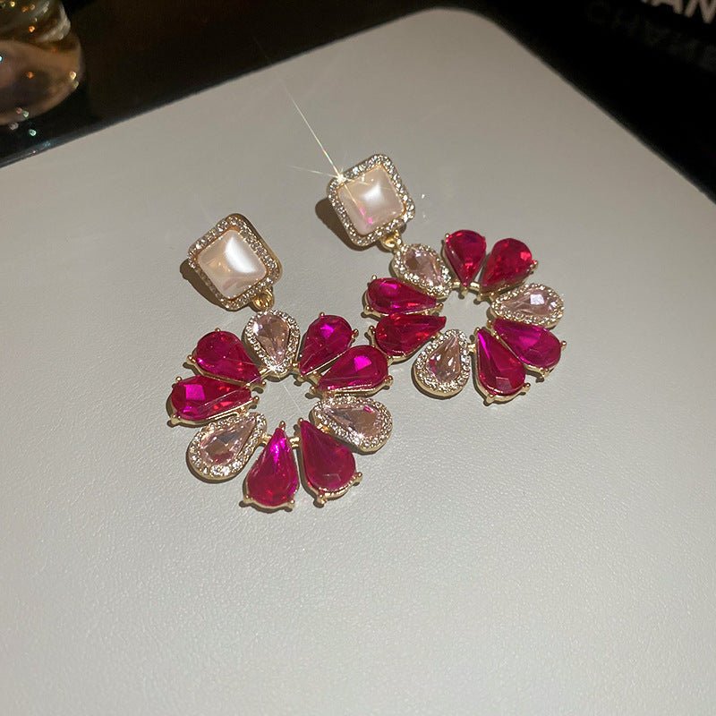 Boucles d'oreilles frange cristal Rhombus S925 argent rétro - Cadeau premiumVIP - IVOIRART.COM