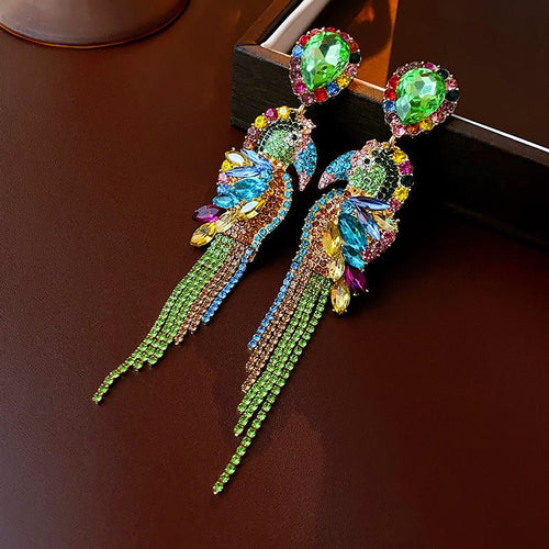 Boucles d'oreilles frange cristal Rhombus S925 argent rétro - Cadeau premiumVIP - IVOIRART.COM