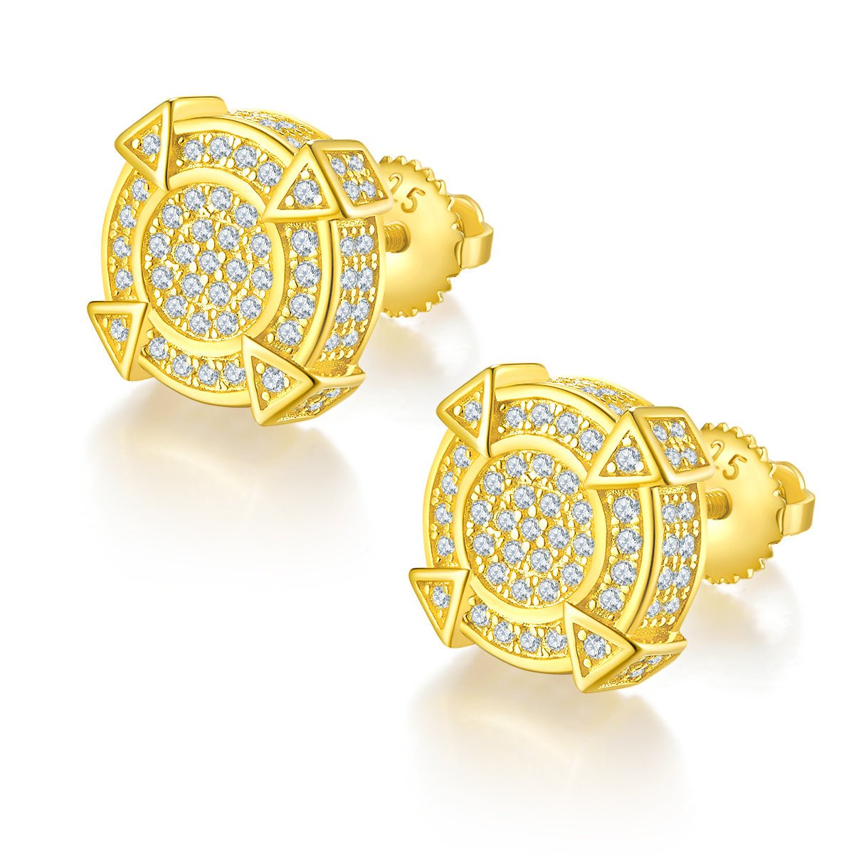Boucles d'oreilles géométriques en argent sterling S925, 174 Moissanites D VVS1, 3g, plaqué platine, certifiées GRA, boîte cadeau - IVOIRART.COM