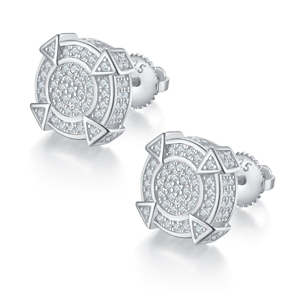 Boucles d'oreilles géométriques en argent sterling S925, 174 Moissanites D VVS1, 3g, plaqué platine, certifiées GRA, boîte cadeau - IVOIRART.COM