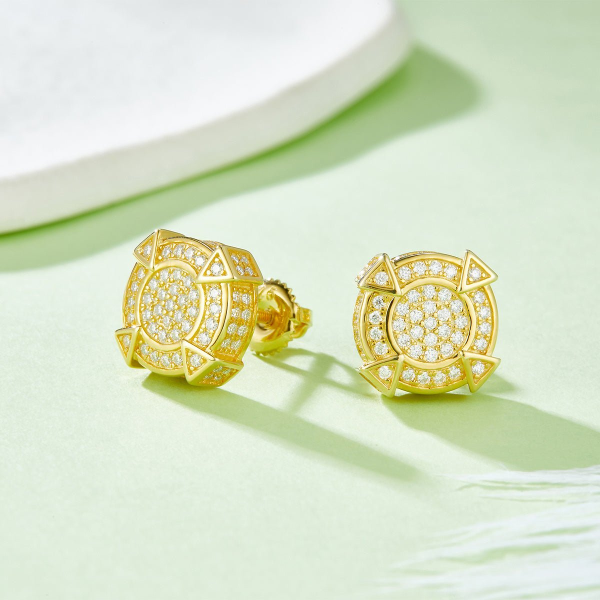 Boucles d'oreilles géométriques en argent sterling S925, 174 Moissanites D VVS1, 3g, plaqué platine, certifiées GRA, boîte cadeau - IVOIRART.COM