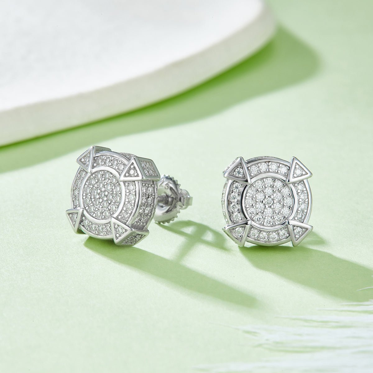 Boucles d'oreilles géométriques en argent sterling S925, 174 Moissanites D VVS1, 3g, plaqué platine, certifiées GRA, boîte cadeau - IVOIRART.COM