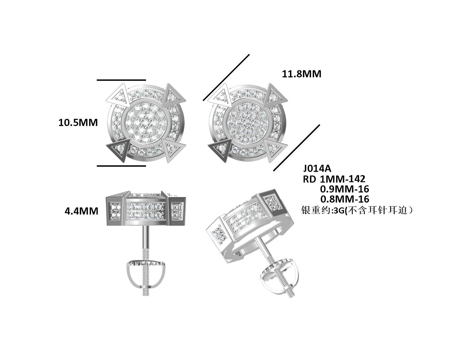 Boucles d'oreilles géométriques en argent sterling S925, 174 Moissanites D VVS1, 3g, plaqué platine, certifiées GRA, boîte cadeau - IVOIRART.COM