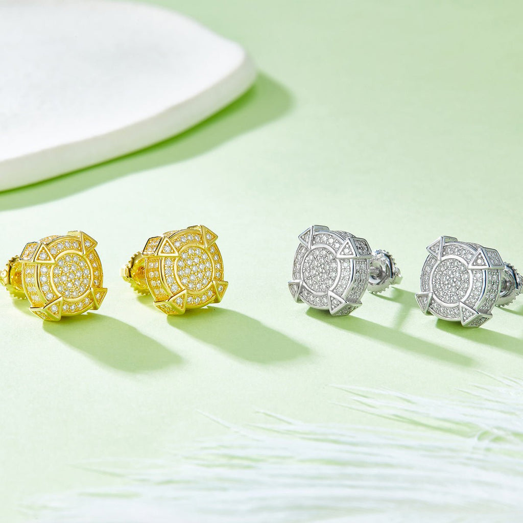 Boucles d'oreilles géométriques en argent sterling S925, 174 Moissanites D VVS1, 3g, plaqué platine, certifiées GRA, boîte cadeau - IVOIRART.COM
