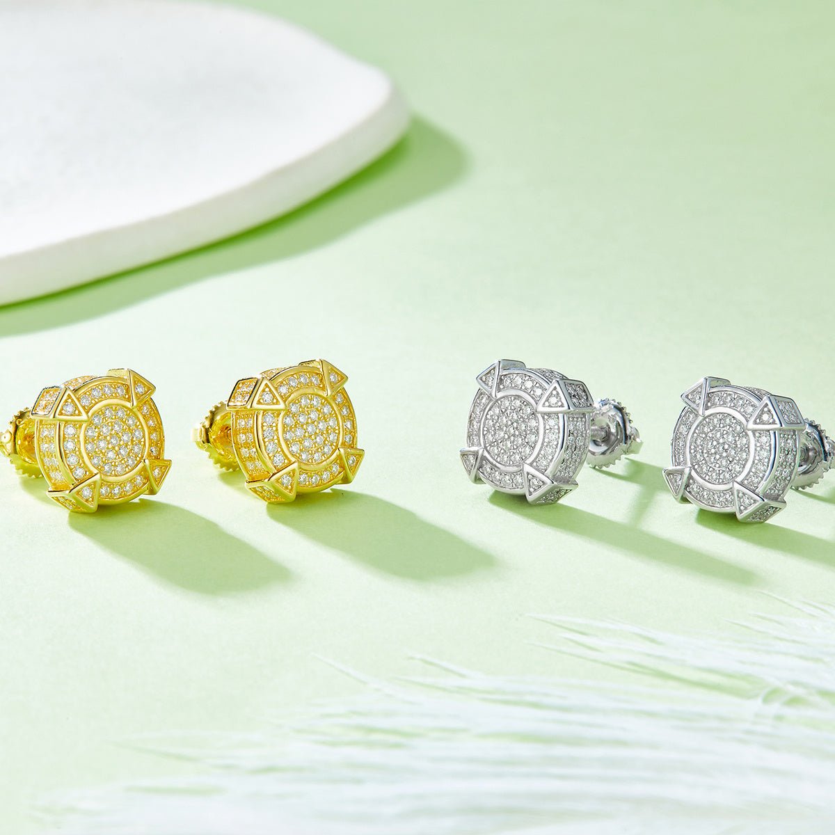 Boucles d'oreilles géométriques en argent sterling S925, 174 Moissanites D VVS1, 3g, plaqué platine, certifiées GRA, boîte cadeau - IVOIRART.COM