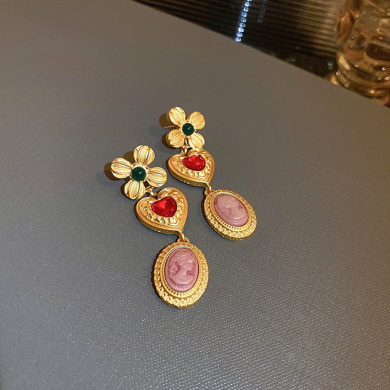 Boucles d'oreilles géométriques rétro luxe Fleur, aiguille en argent, mode chic! - IVOIRART.COM