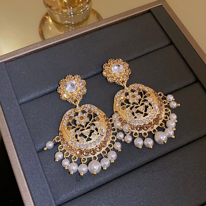Boucles d'oreilles géométriques rétro luxe Fleur, aiguille en argent, mode chic! - IVOIRART.COM