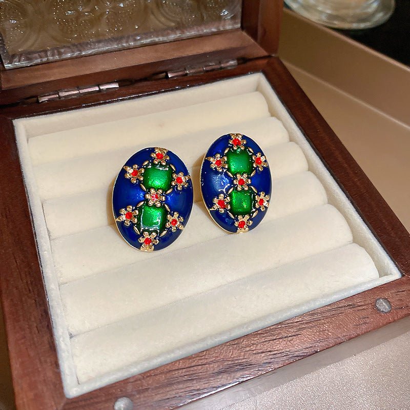 Boucles d'oreilles géométriques rétro luxe Fleur, aiguille en argent, mode chic! - IVOIRART.COM
