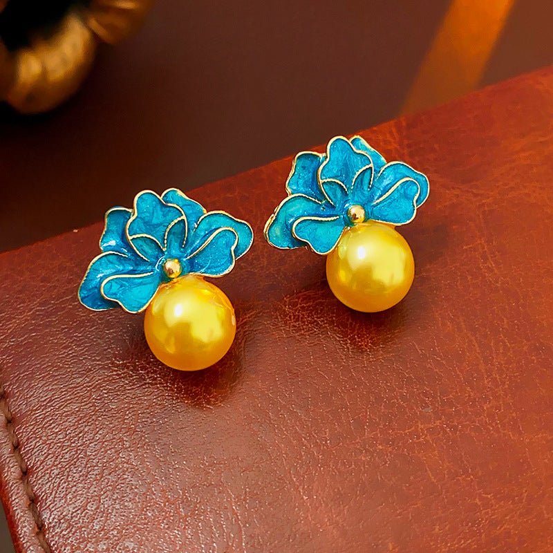 Boucles d'oreilles géométriques rétro luxe - motif floral, clou argenté vintage! - IVOIRART.COM