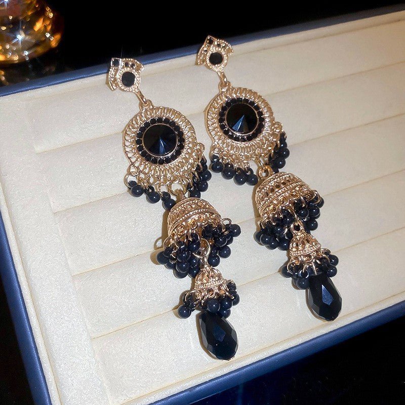 Boucles d'oreilles géométriques rétro luxe - motif floral, clou argenté vintage! - IVOIRART.COM