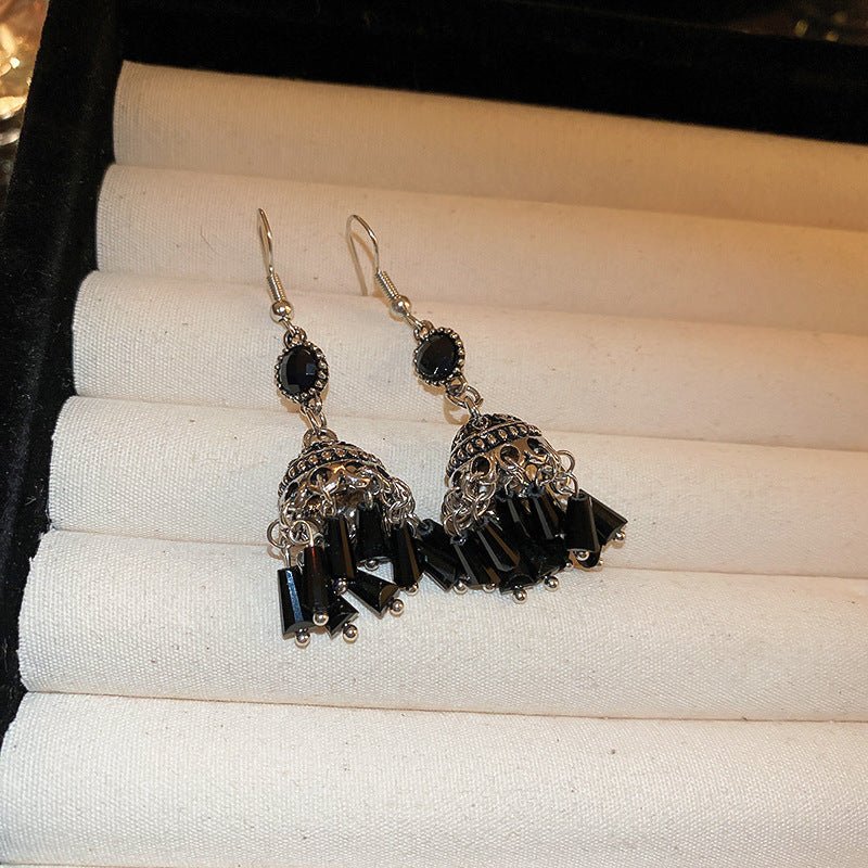 Boucles d'oreilles géométriques vintage à motif floral, clou argenté style rétro - IVOIRART.COM