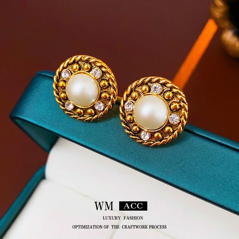 Boucles d'oreilles géométriques vintage à motif floral, clou argenté style rétro - IVOIRART.COM