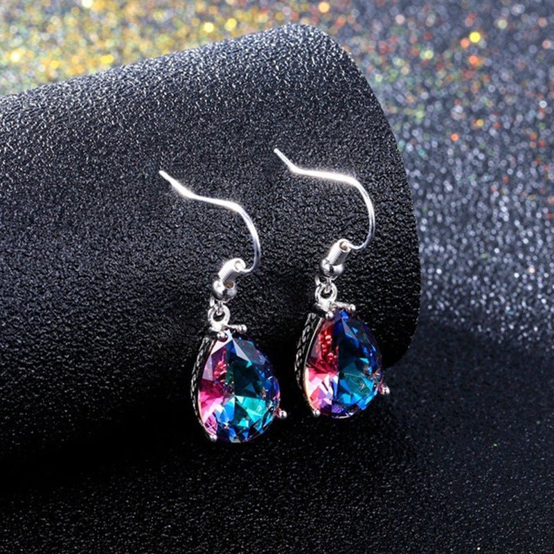 Boucles d'oreilles goutte arc - en - ciel en alliage style européen et américain - IVOIRART.COM