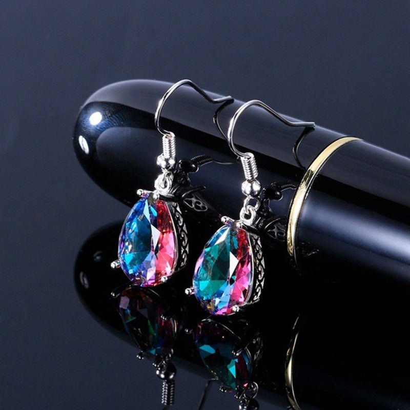 Boucles d'oreilles goutte arc - en - ciel en alliage style européen et américain - IVOIRART.COM