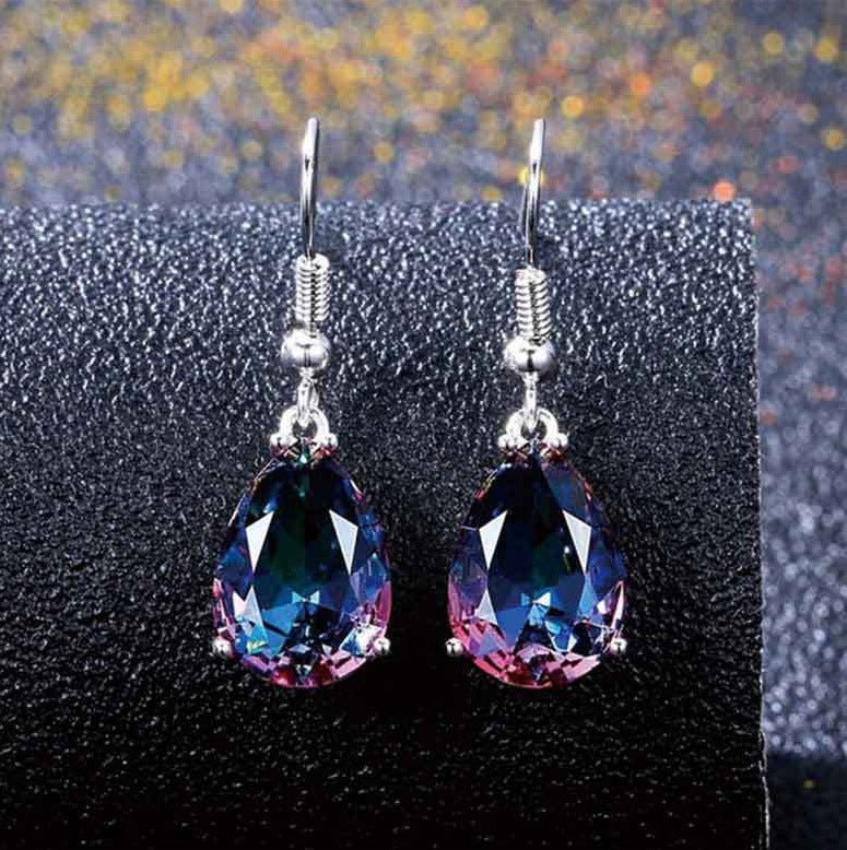 Boucles d'oreilles goutte arc - en - ciel en alliage style européen et américain - IVOIRART.COM
