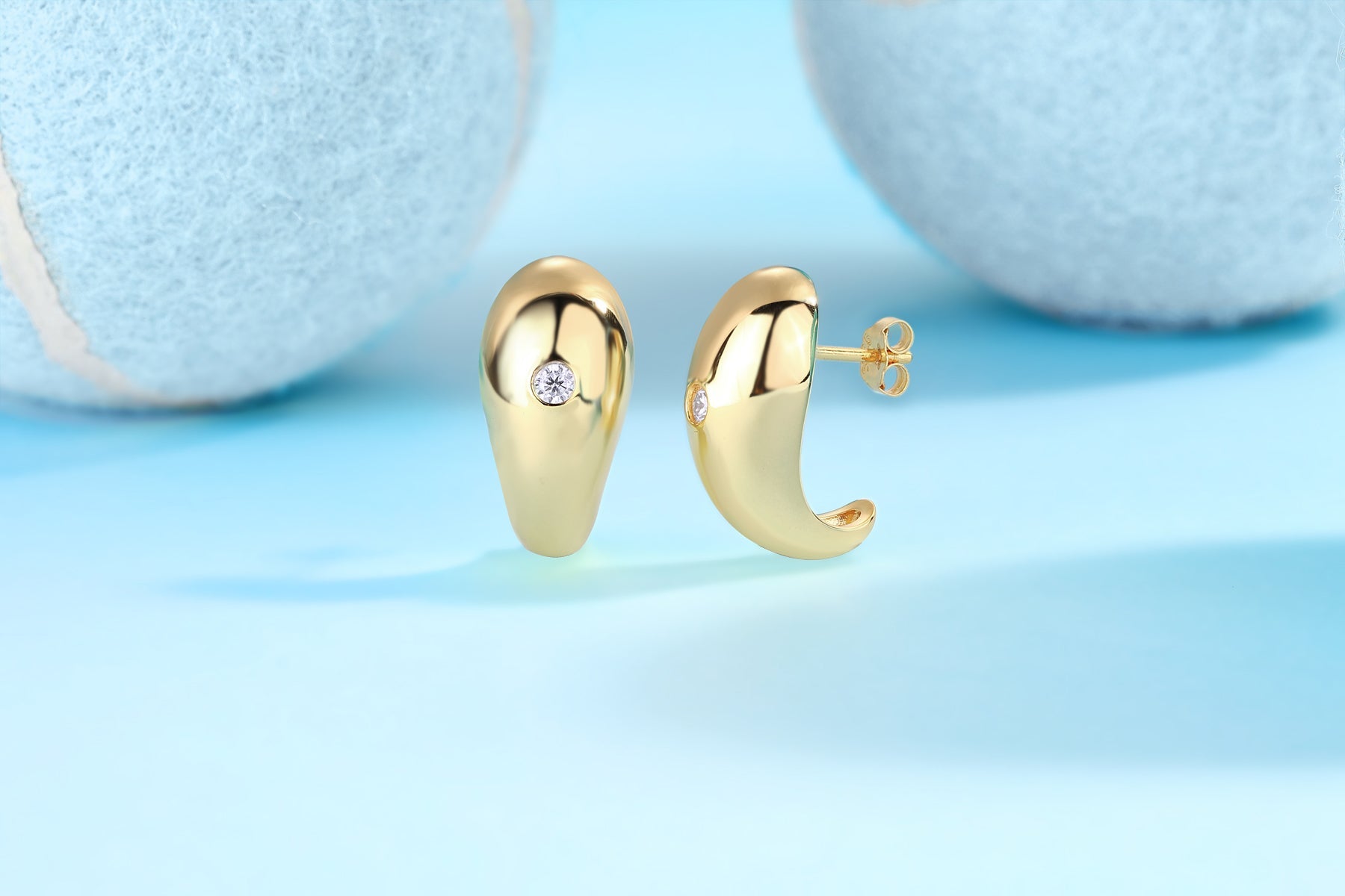 Boucles d'oreilles goutte d'eau en argent sterling S925 0,1 ct Moissanite D VVS1 plaqué or 7 g - IVOIRART.COM
