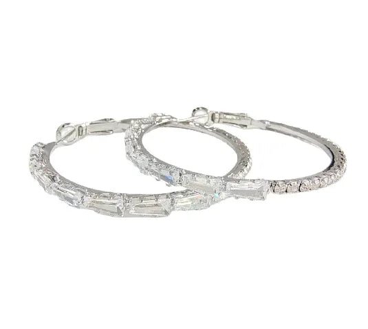 Boucles d’oreilles grandes dames simples en or avec zircon, style européen et américain - IVOIRART.COM