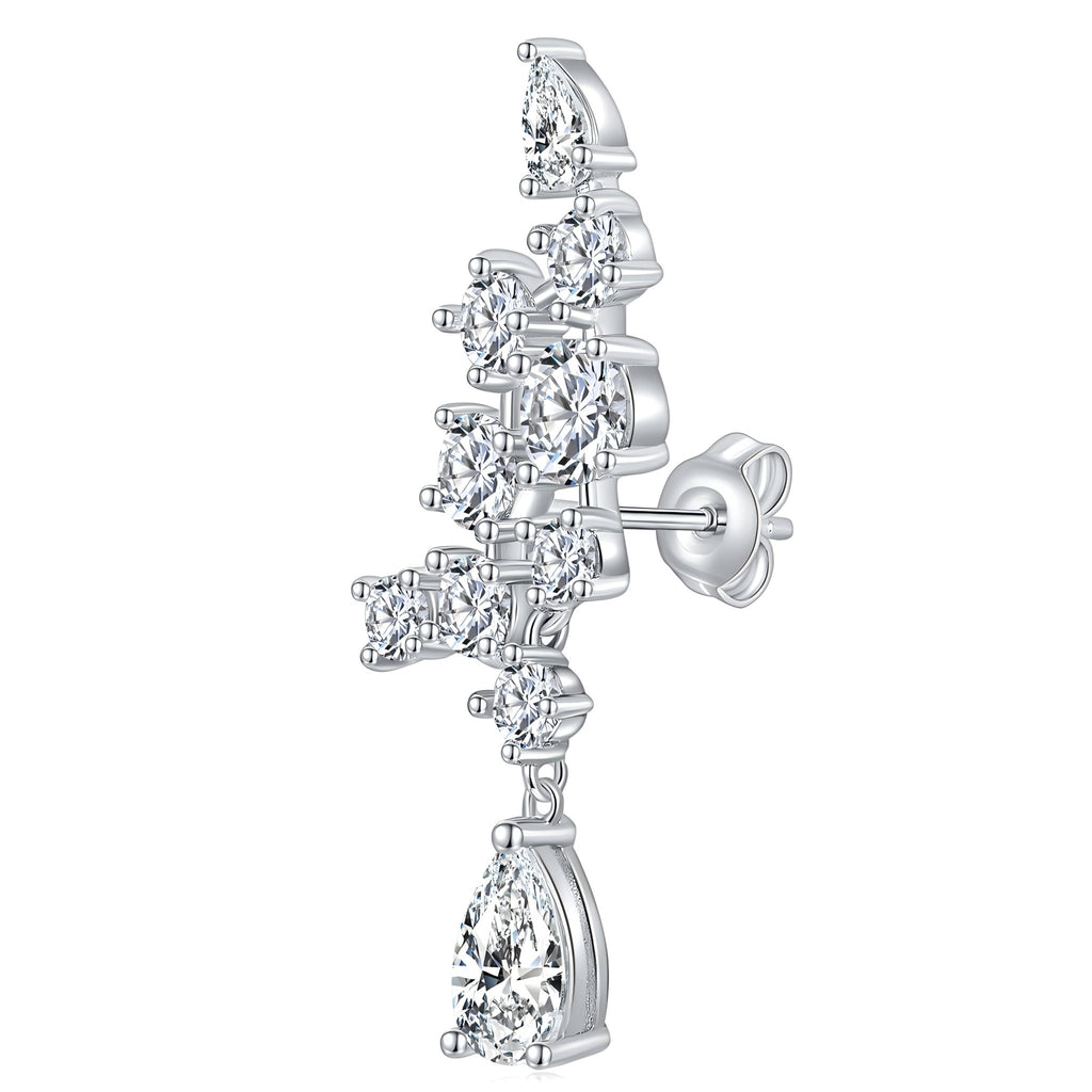 Boucles d'Oreilles Grimpantes en Argent 925 avec Moissanite Poire 5x8mm - IVOIRART.COM