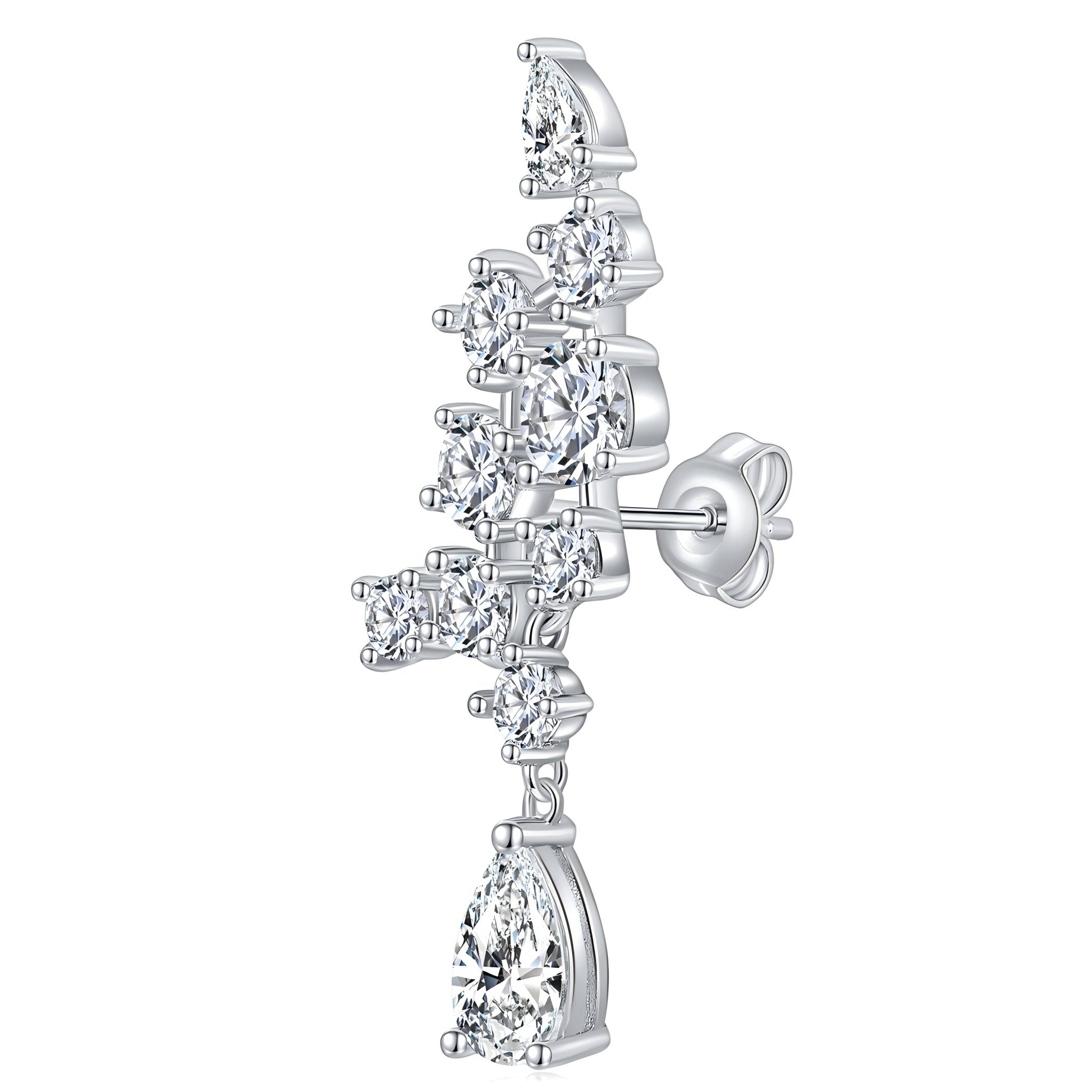Boucles d'Oreilles Grimpantes en Argent 925 avec Moissanite Poire 5x8mm - IVOIRART.COM