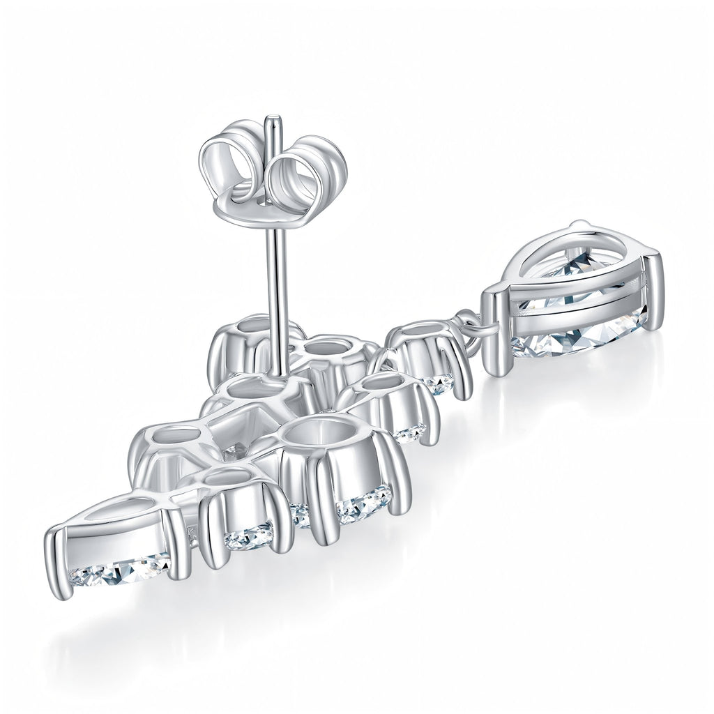 Boucles d'Oreilles Grimpantes en Argent 925 avec Moissanite Poire 5x8mm - IVOIRART.COM