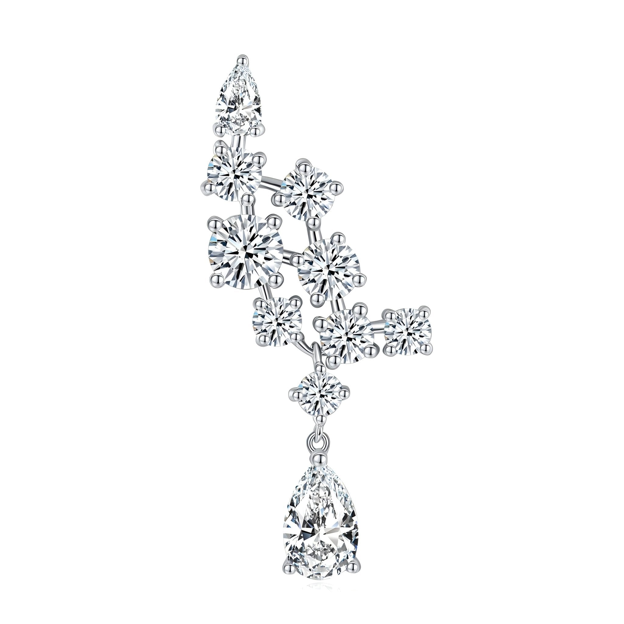 Boucles d'Oreilles Grimpantes en Argent 925 avec Moissanite Poire 5x8mm - IVOIRART.COM