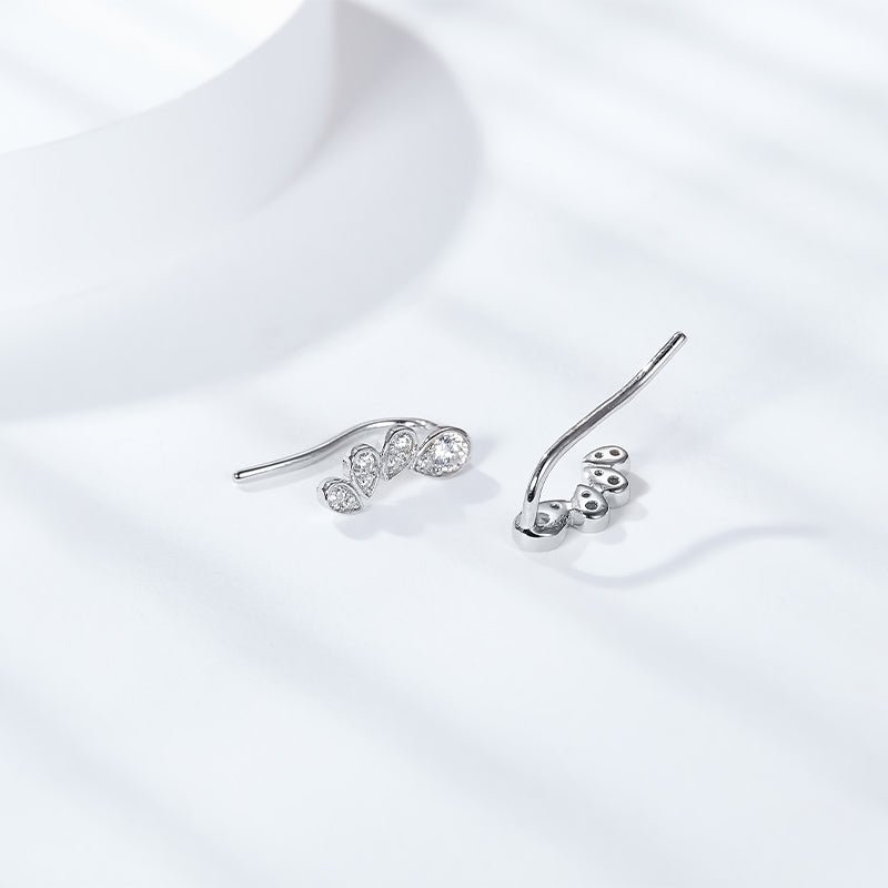 Boucles d’oreilles grimpantes en argent sterling S925 et moissanite, pierres poire, plaqué platine, certificat GRA, coffret cadeau femme - IVOIRART.COM