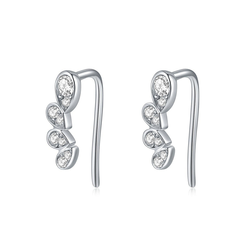 Boucles d’oreilles grimpantes en argent sterling S925 et moissanite, pierres poire, plaqué platine, certificat GRA, coffret cadeau femme - IVOIRART.COM