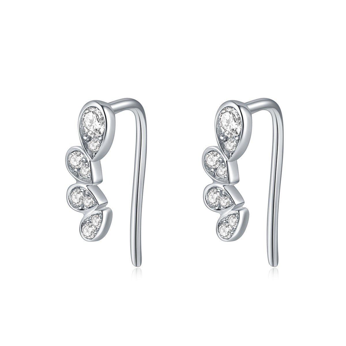 Boucles d’oreilles grimpantes en argent sterling S925 et moissanite, pierres poire, plaqué platine, certificat GRA, coffret cadeau femme - IVOIRART.COM
