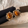 Boucles d'oreilles larme perle Silver Needle œil de tigre vintage pendantes chic! - IVOIRART.COM