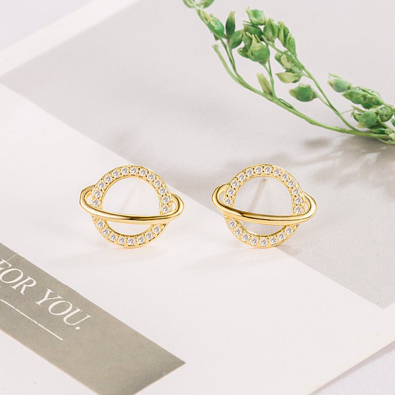 Boucles d'oreilles minimalistes en forme de planète pour femmes, inspiration haut de gamme et design unique - IVOIRART.COM