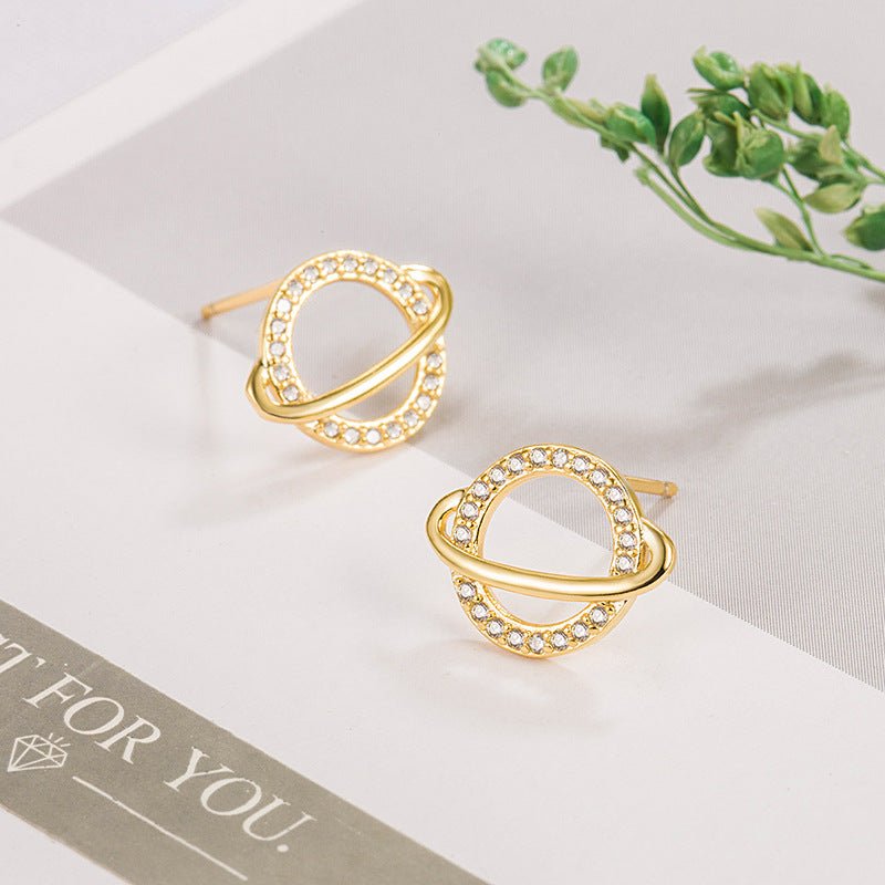 Boucles d'oreilles minimalistes en forme de planète pour femmes, inspiration haut de gamme et design unique - IVOIRART.COM