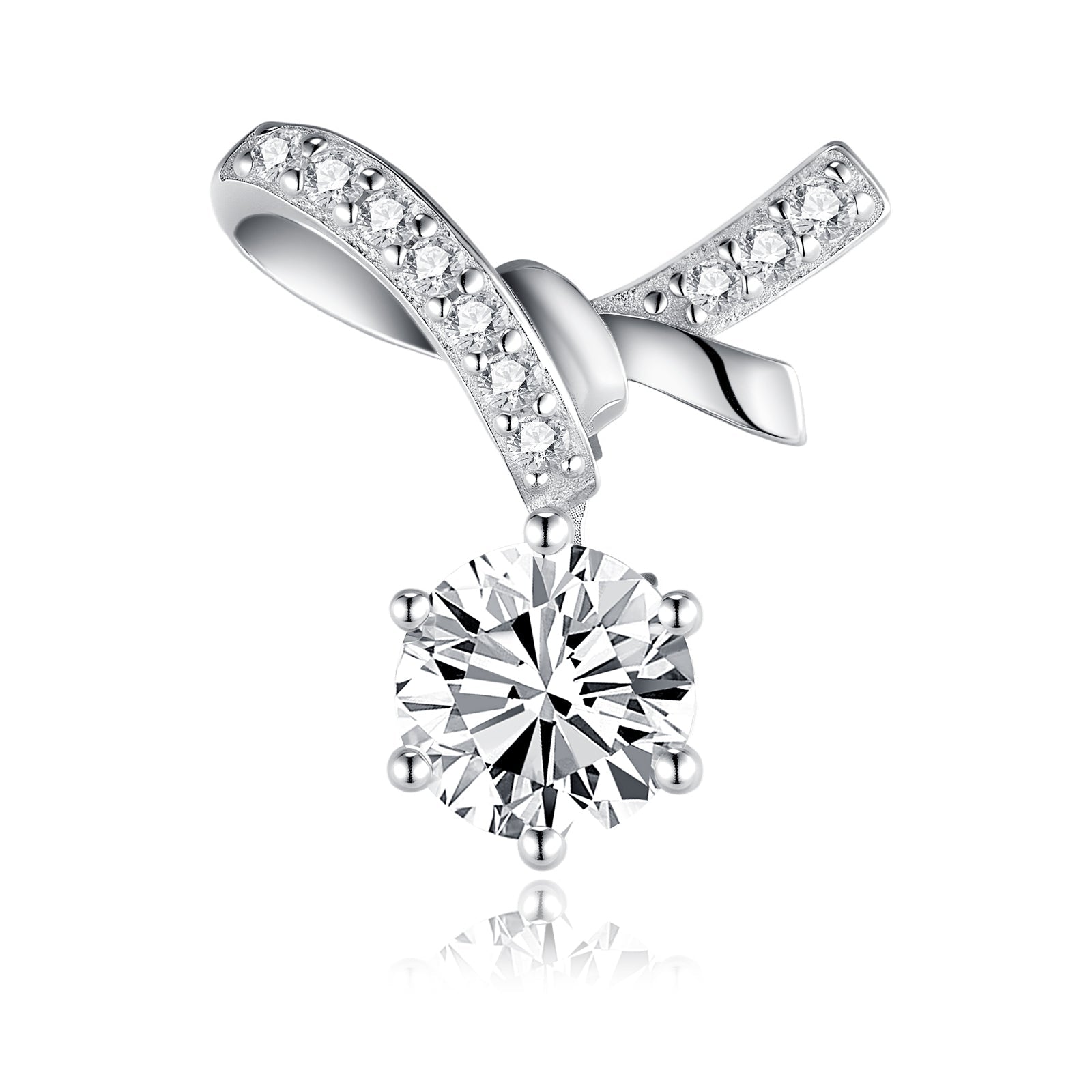 Boucles d'oreilles nœud ruban S925 argent 1ct Moissanite D-VVS1 pavé platine3.5g - IVOIRART.COM