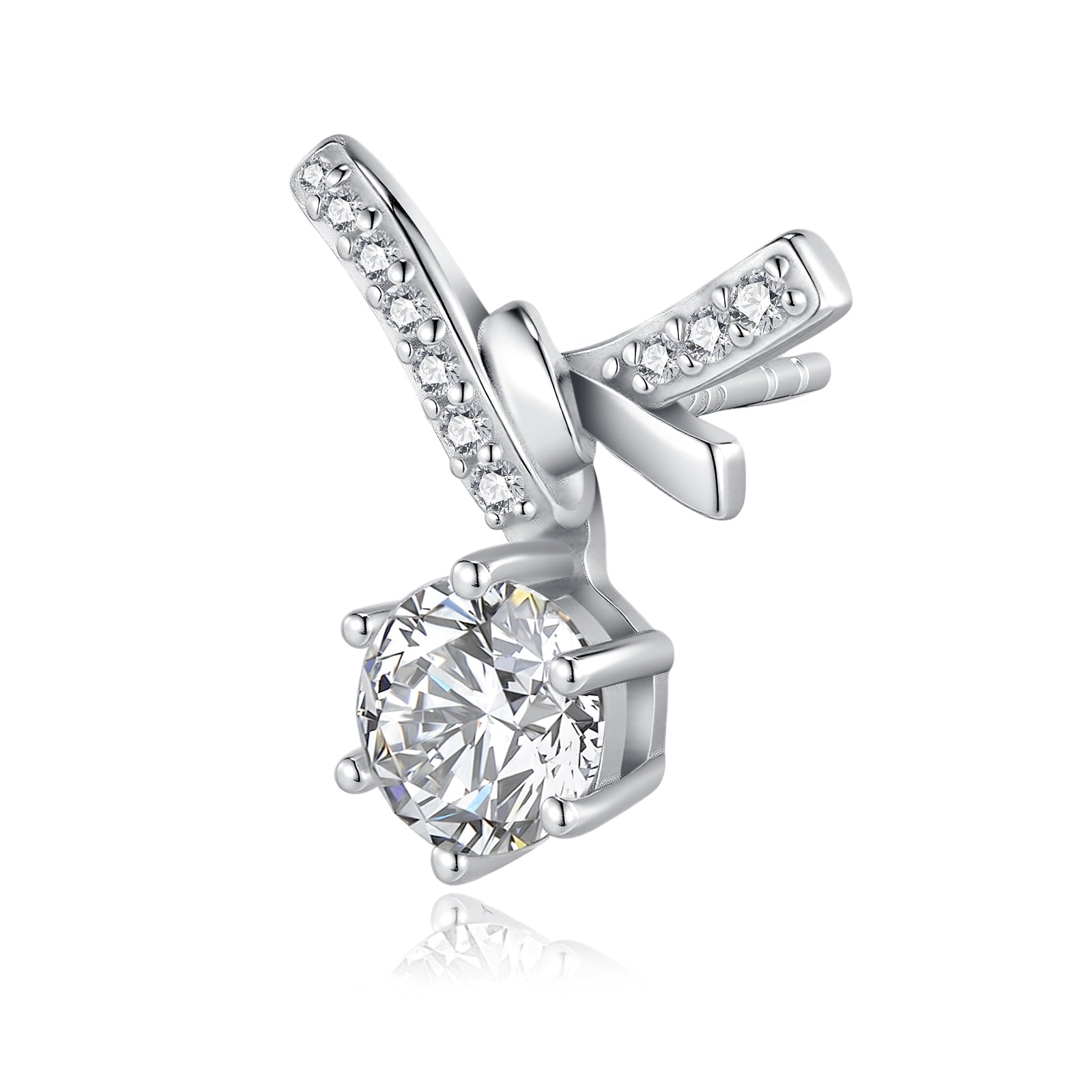 Boucles d'oreilles nœud ruban S925 argent 1ct Moissanite D-VVS1 pavé platine3.5g - IVOIRART.COM