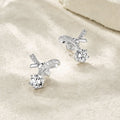 Boucles d'oreilles nœud ruban S925 argent 1ct Moissanite D-VVS1 pavé platine3.5g - IVOIRART.COM