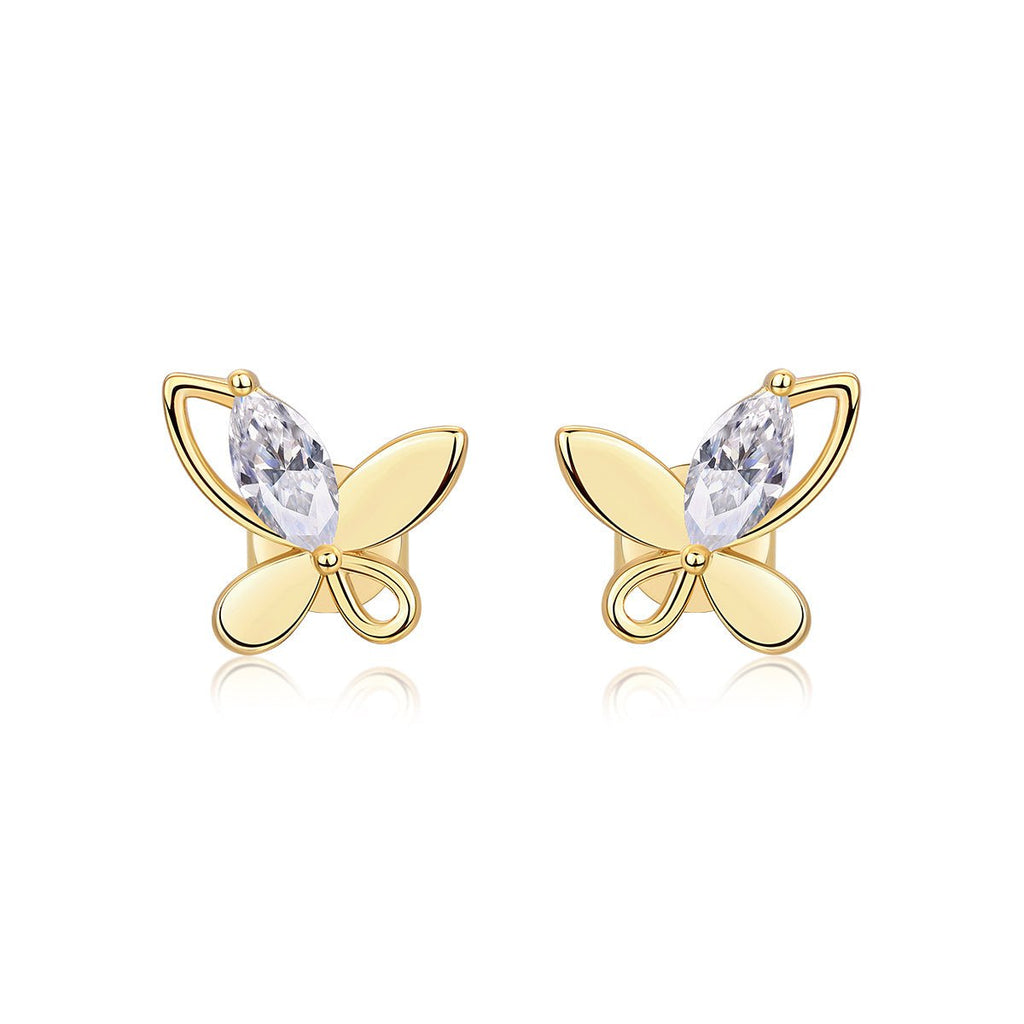 Boucles d'oreilles papillon S925 argent plaqué or Moissanite D-VVS1 4.8g Cadeau! - IVOIRART.COM